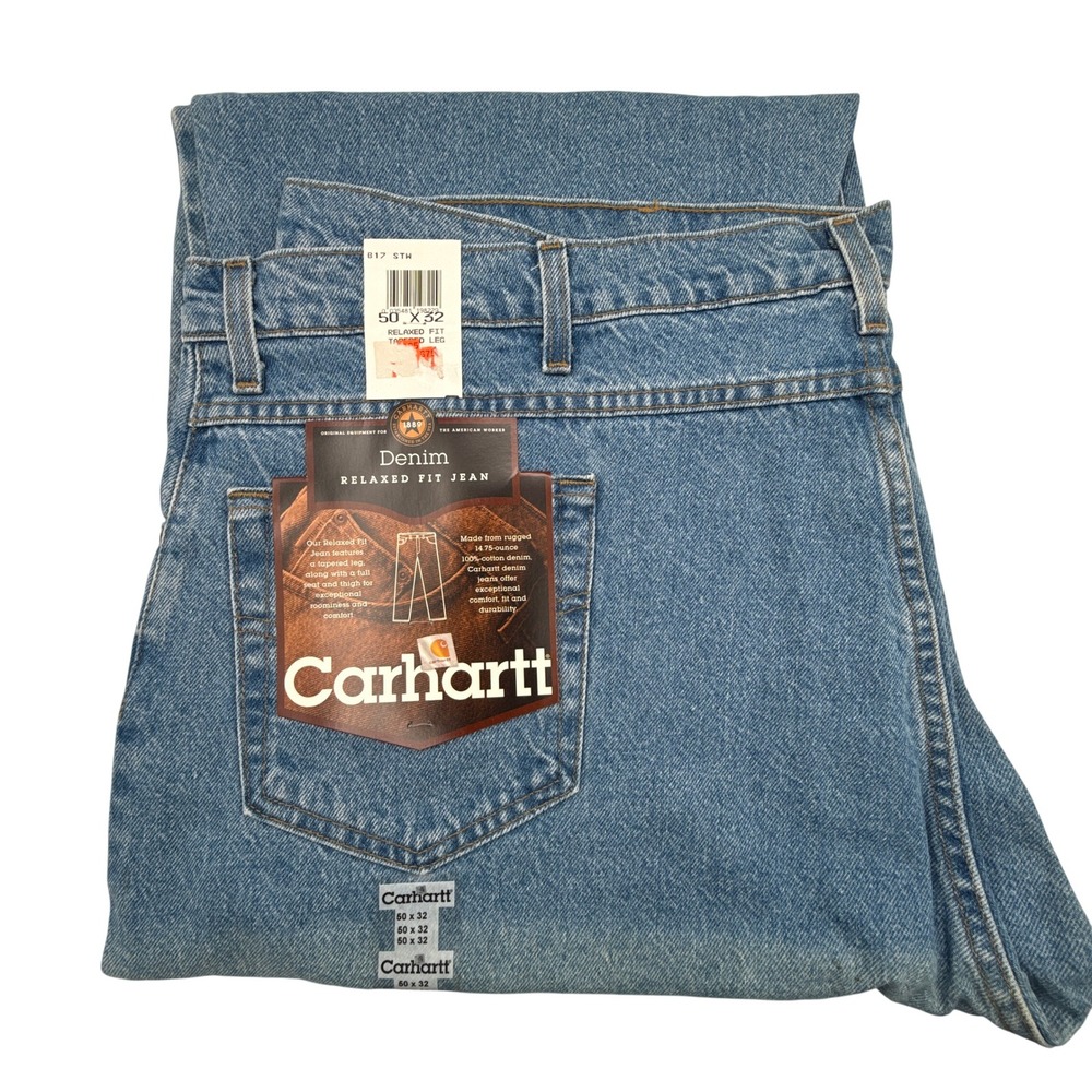 Carhartt Relaxed Fit Jeans Mens 50X32 Light Wash Denim B17 STW NOS NWT‎